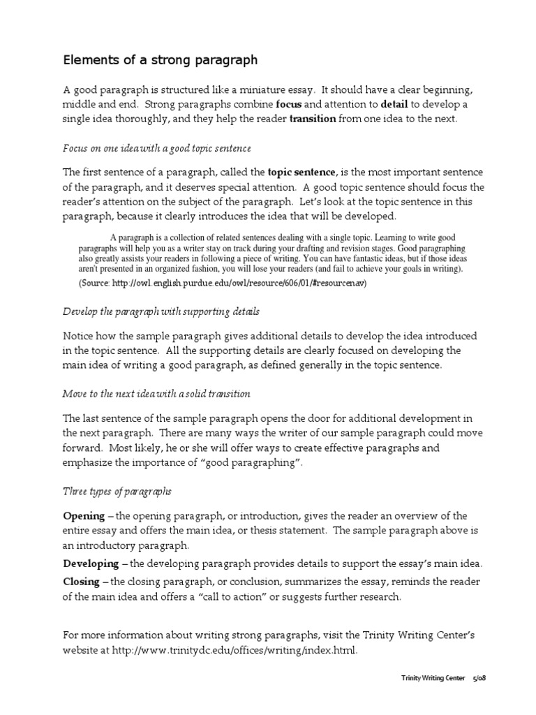 Elements of A Strong Paragraph PDF | PDF | Paragraph | Essays