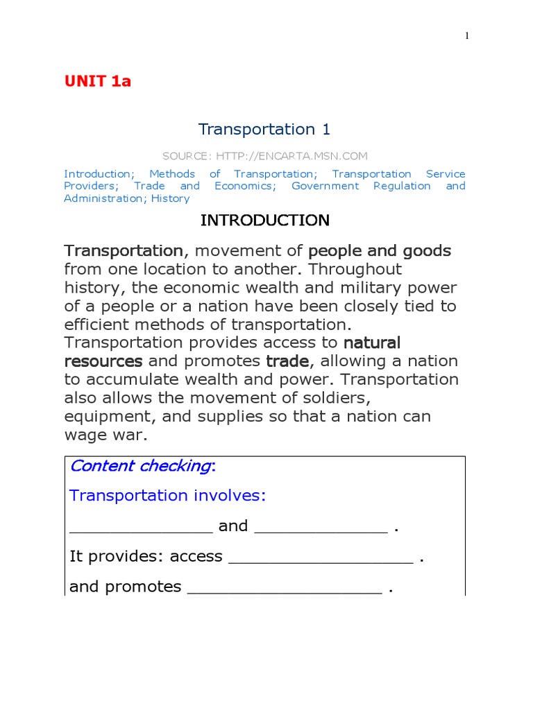 01 IntroductiontoTransportation PDF | PDF | Cargo | Intermodal Freight ...