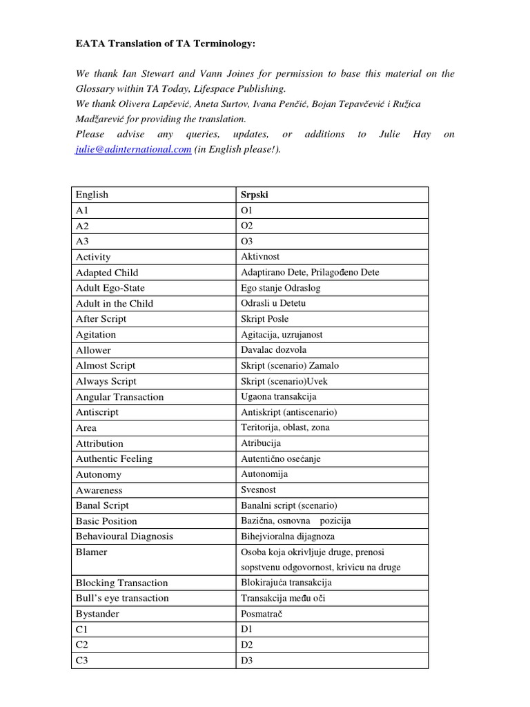EATA TA Terminology Translation | PDF
