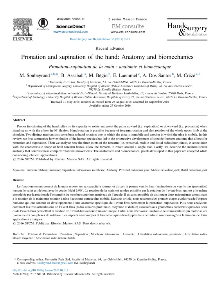 Biomechanics Pronation Supination | PDF | Elbow | Hand