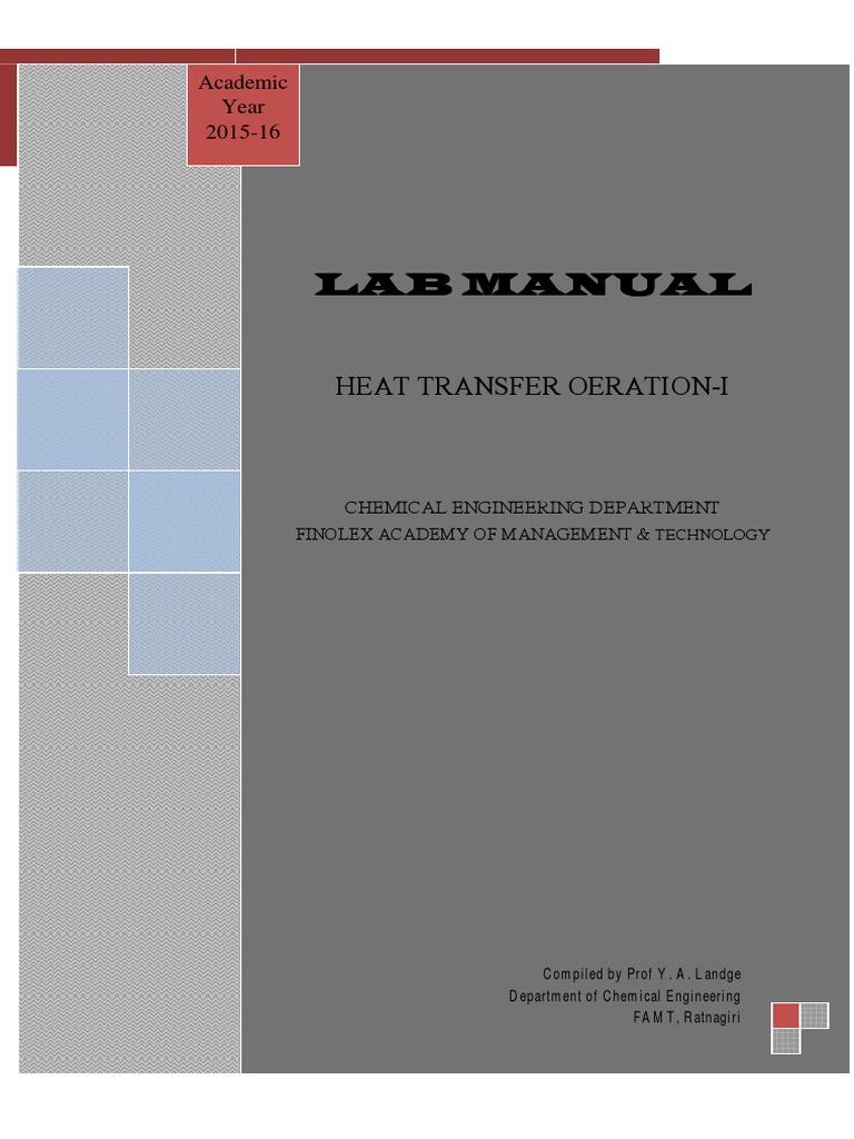Heat Transfer Operation-I Manual | PDF | Heat Exchanger | Heat Transfer