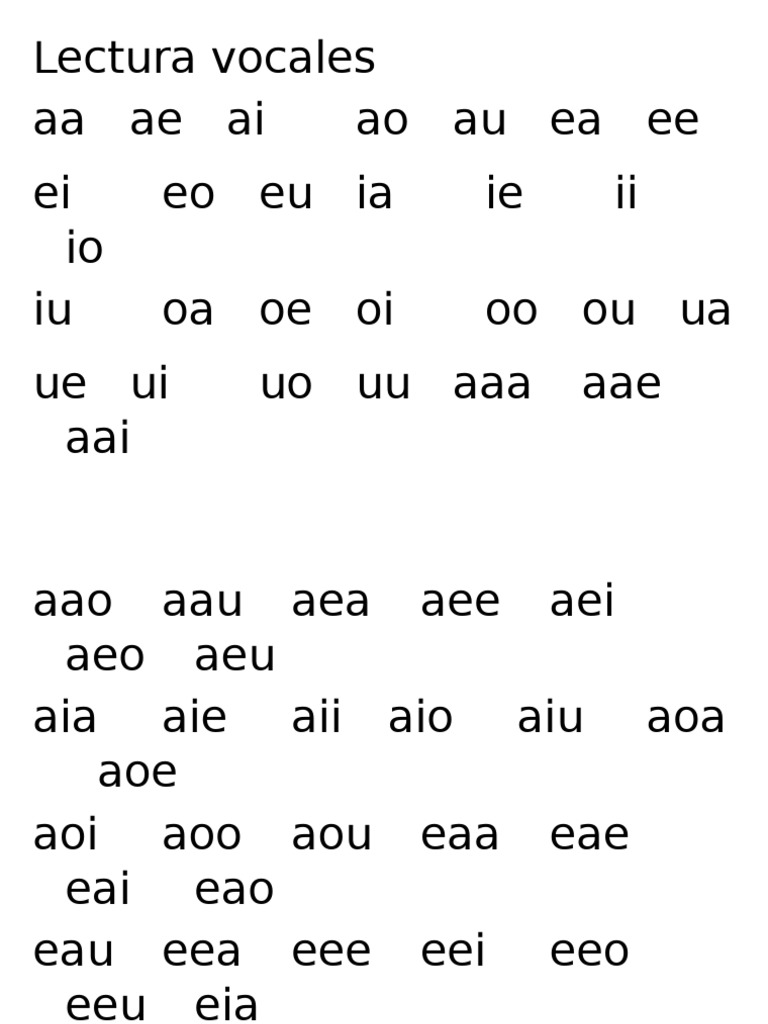 Prática de Leitura de Vocales | PDF | Artes Linguísticas e Disciplina ...