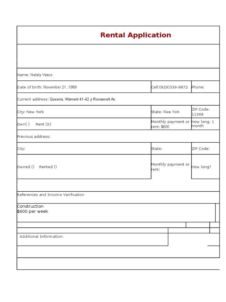 Rental Application Form | PDF