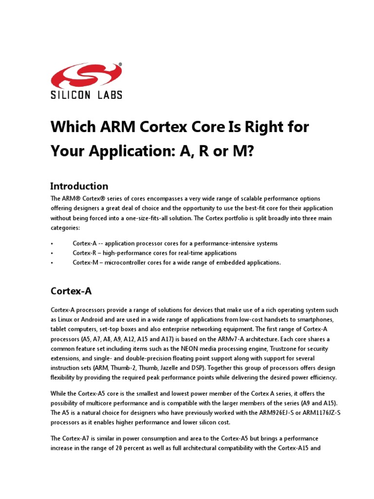 Which Arm Cortex Core Is Right For Your Application Arm Architecture 64 Bit Computing