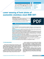 Laser Welding of Butt Joints of Austenitic Stainless Steel AISI 321