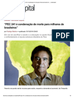 “PEC 241 é Condenação de Morte Para Milhares de Brasileiros” — CartaCapital