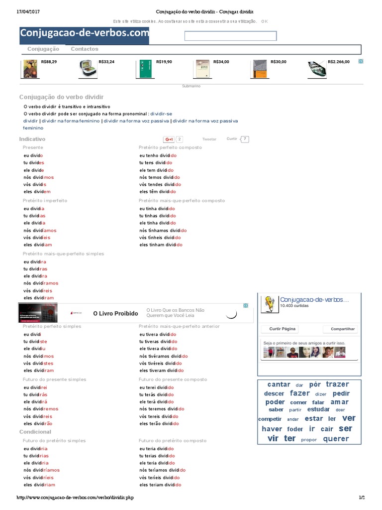 Conjugação Do Verbo Dividir - Conjugar Dividir | PDF | Tempo gramatical ...