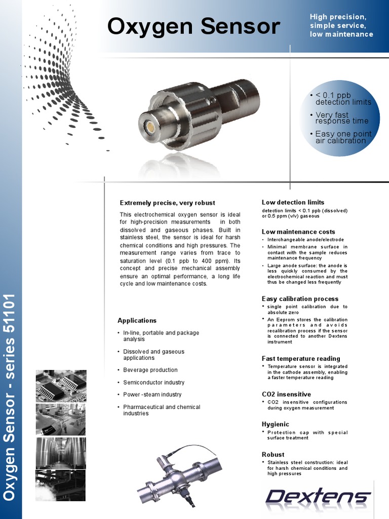 Dextens O2 Sensor Datasheet ENG PDF Electrochemistry Membrane