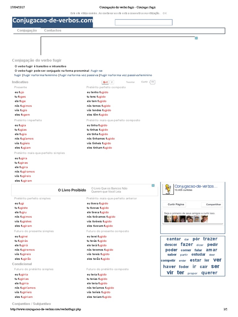 Conjugação do verbo fugir - Conjugar fugir.pdf | Tempo Gramatical | Regras