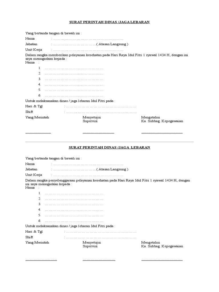 Form Surat Perintah Kerja Lembur