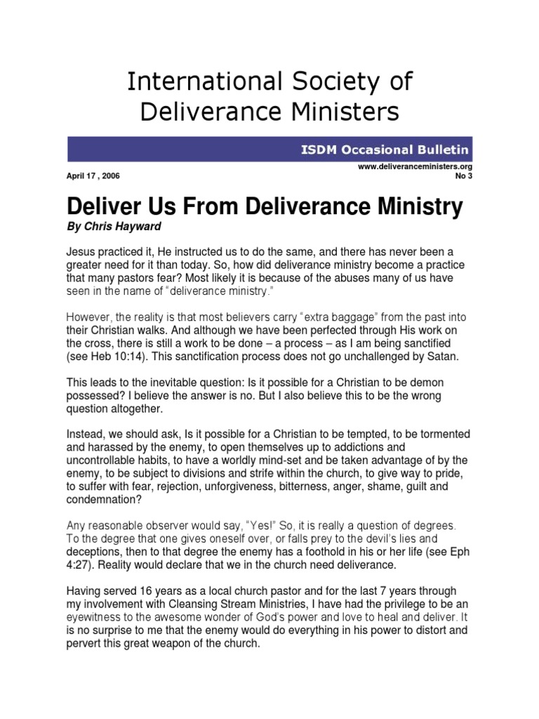 DELIVERANCE MINISTRY PDF intelligence overview