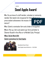 Good Apple Award: When: Feb.1st-March 6th Submit Nominations For Good Apples