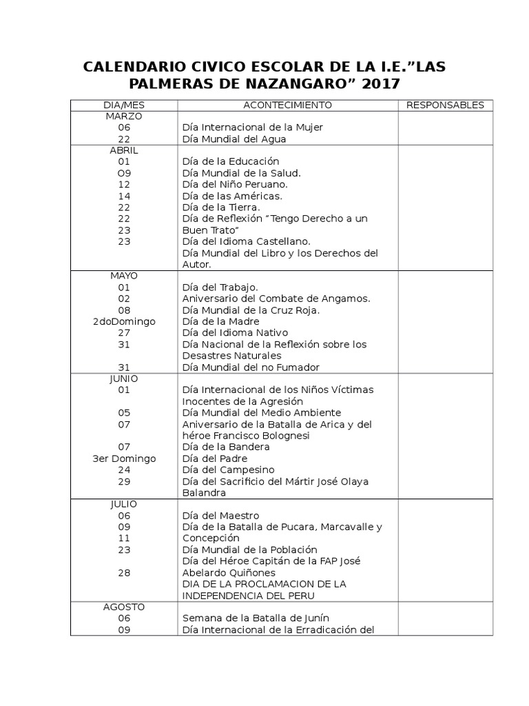 Calendario Civico Escolar de La i | Perú | Conflicto armado