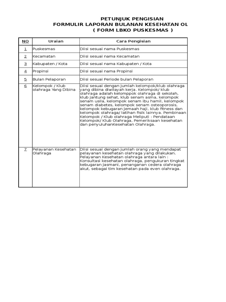 Format Laporan Kesehatan Olahraga