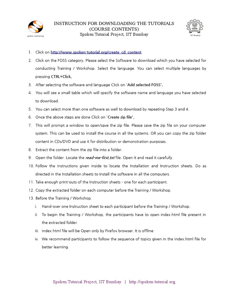Downloading Spoken Tutorials Guide | PDF