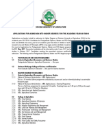 Applications for Admission Into Higher Degrees for the Academic Year 2017,2018