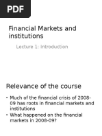 Financial Markets and Institutions: Lecture 1: Introduction