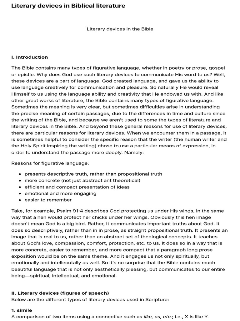 Literary Devices in Biblical Literature Anthropomorphism Reason