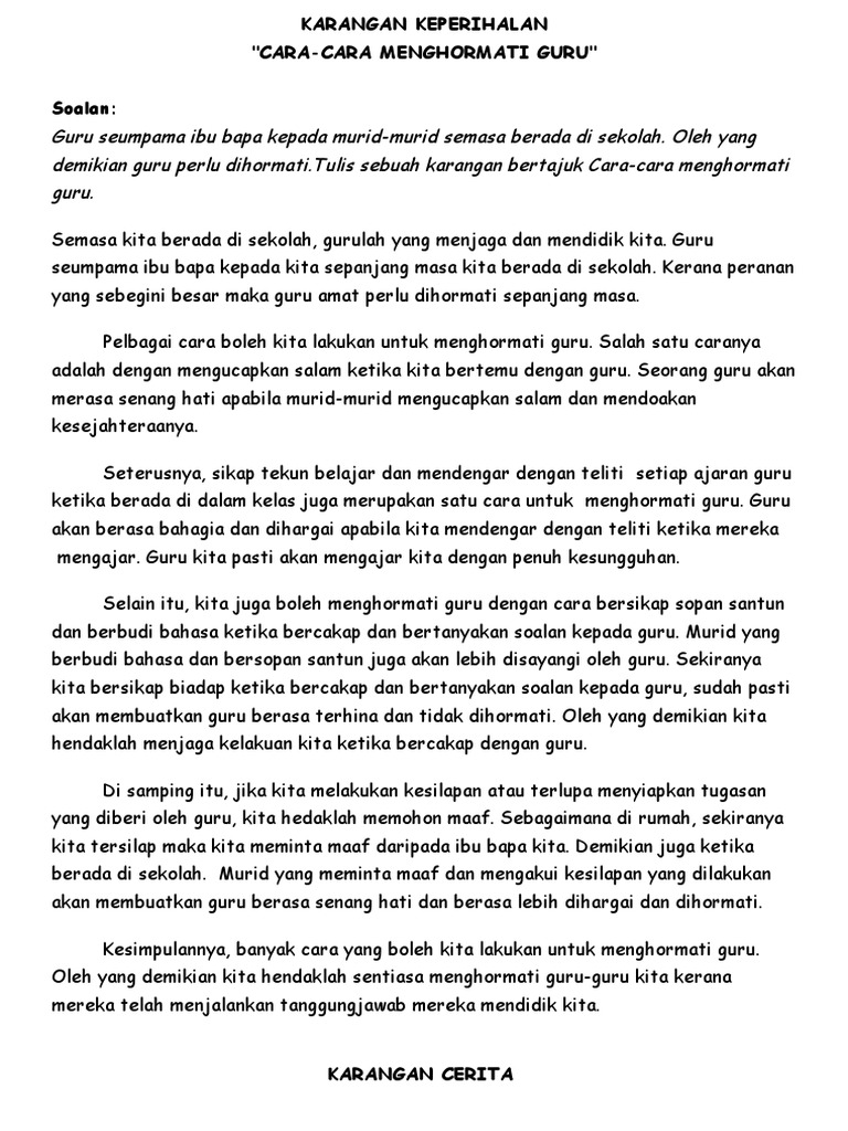 Contoh Karangan Bahasa Melayu Upsr 2017 mariubuyana