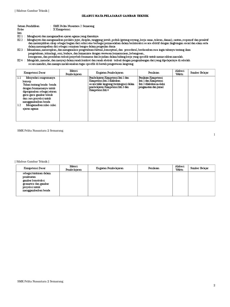 Silabus GT X XI Silabus GT X XI