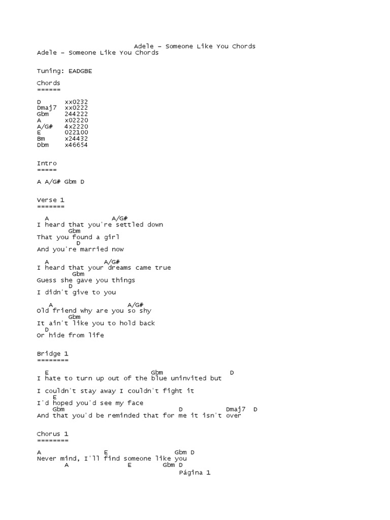 Some Like You Chords Sheet And Chords Collection