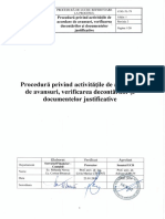 Procedura Privind Activitatile de Acordare de Avansuri, Verificarea Decontarilor Si Documentelor Justificative