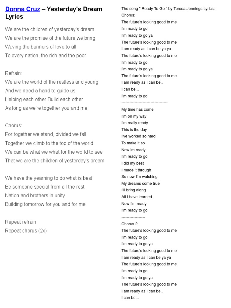 Lyrics Pdf Refrain Song Forms