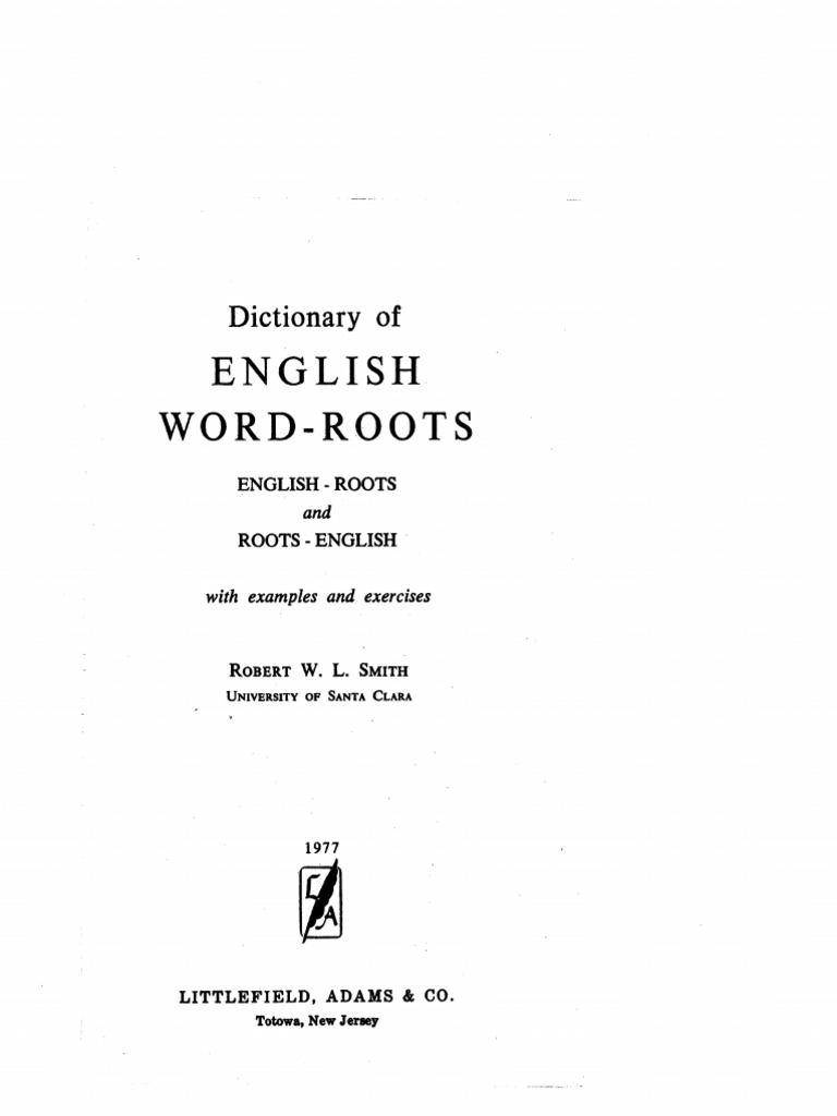 Dictionary of English Word Roots PDF Lexicography Linguistics