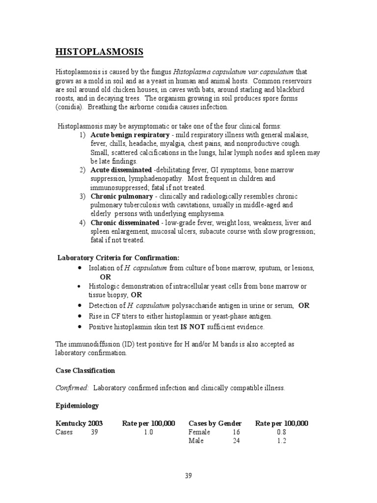 His To Plasm Osis PDF Medical Specialties Diseases And Disorders