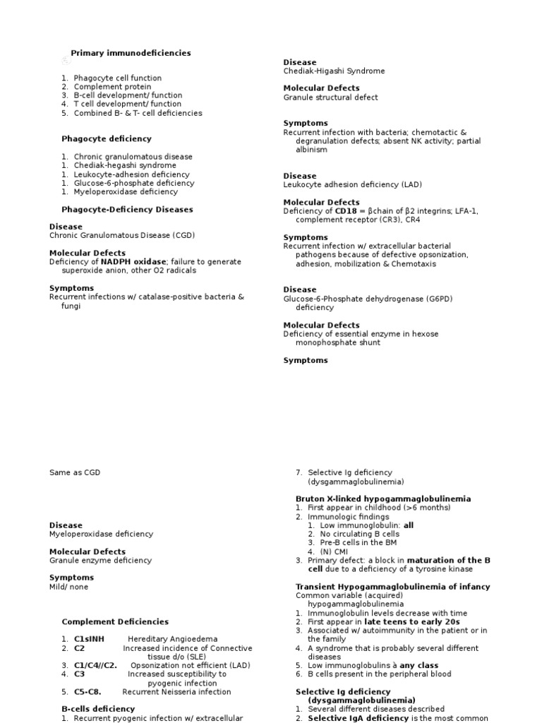 Overview of Primary Immunodeficiencies | PDF | Immunodeficiency | T Cell