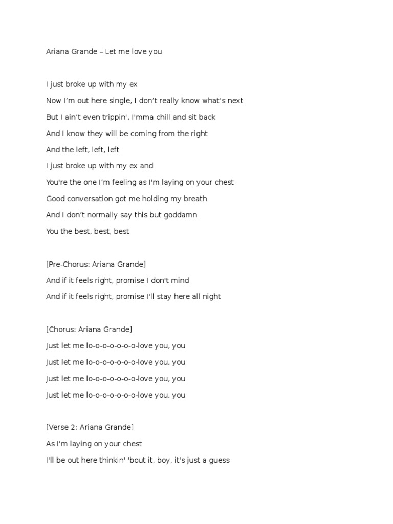 Lil Wayne Love Me Paroles Ariana Grande - Let Me Love You Lyrics | PDF | Leisure | Entertainment  (General)