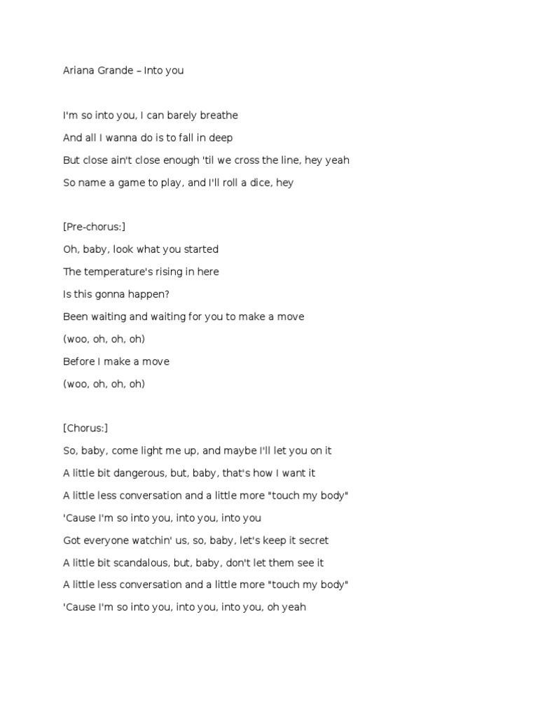Into You Ariana Grande Lyrics Pdf