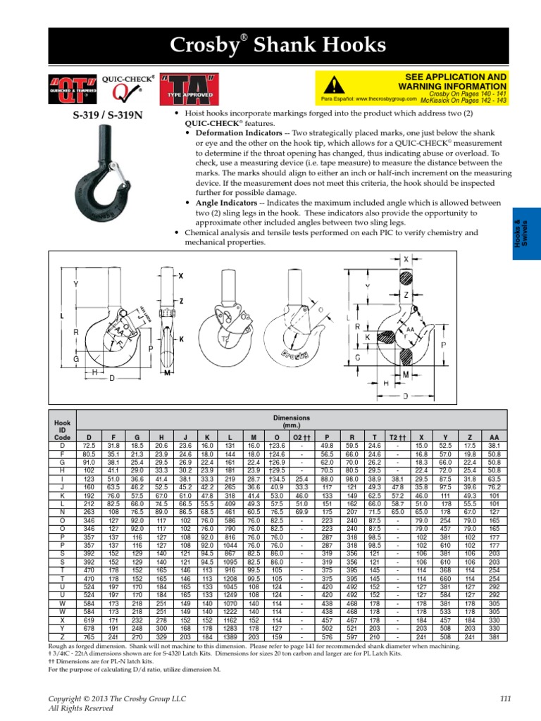 S319 Hook Dimensions Building Engineering Applied And