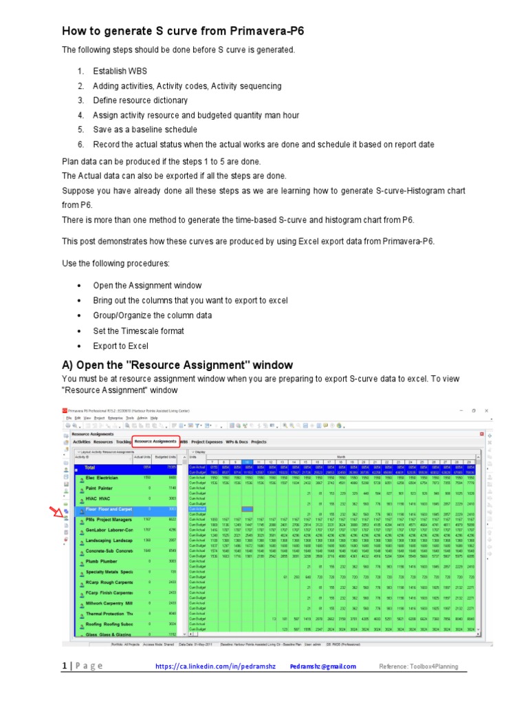 Generating S-Curve in Primavera P6 | PDF | Microsoft Excel | Spreadsheet
