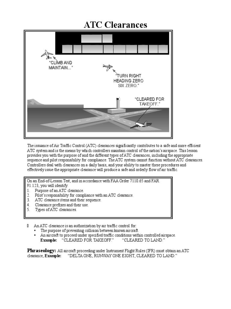 ATM ATC Clearances Instrument Flight Rules Air Traffic Control
