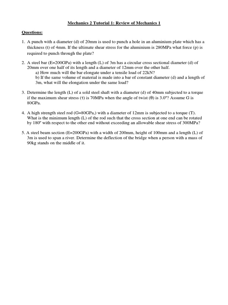 Mechanics 2 Tutorial: Problem Solving Guide | PDF | Science & Mathematics