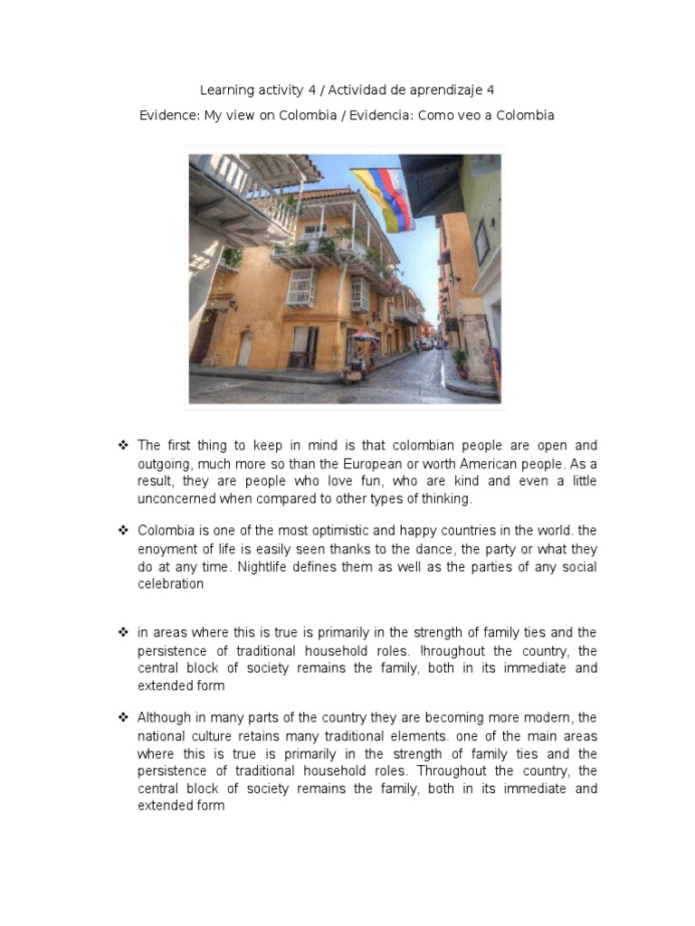 Actividad 4 My View On Colombia | PDF | Lifestyle