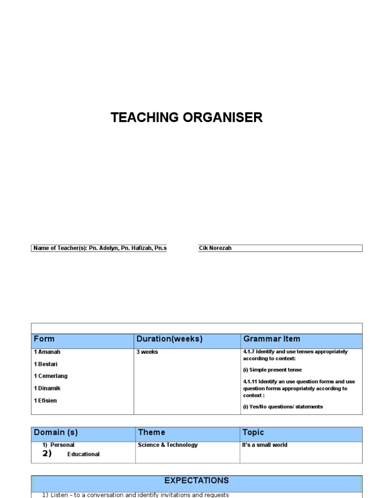 Comprehensive Teaching Organizer Guide | PDF | Question | Educational ...