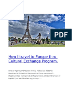 How I Travel To Europe Thru Cultural Exchange Program