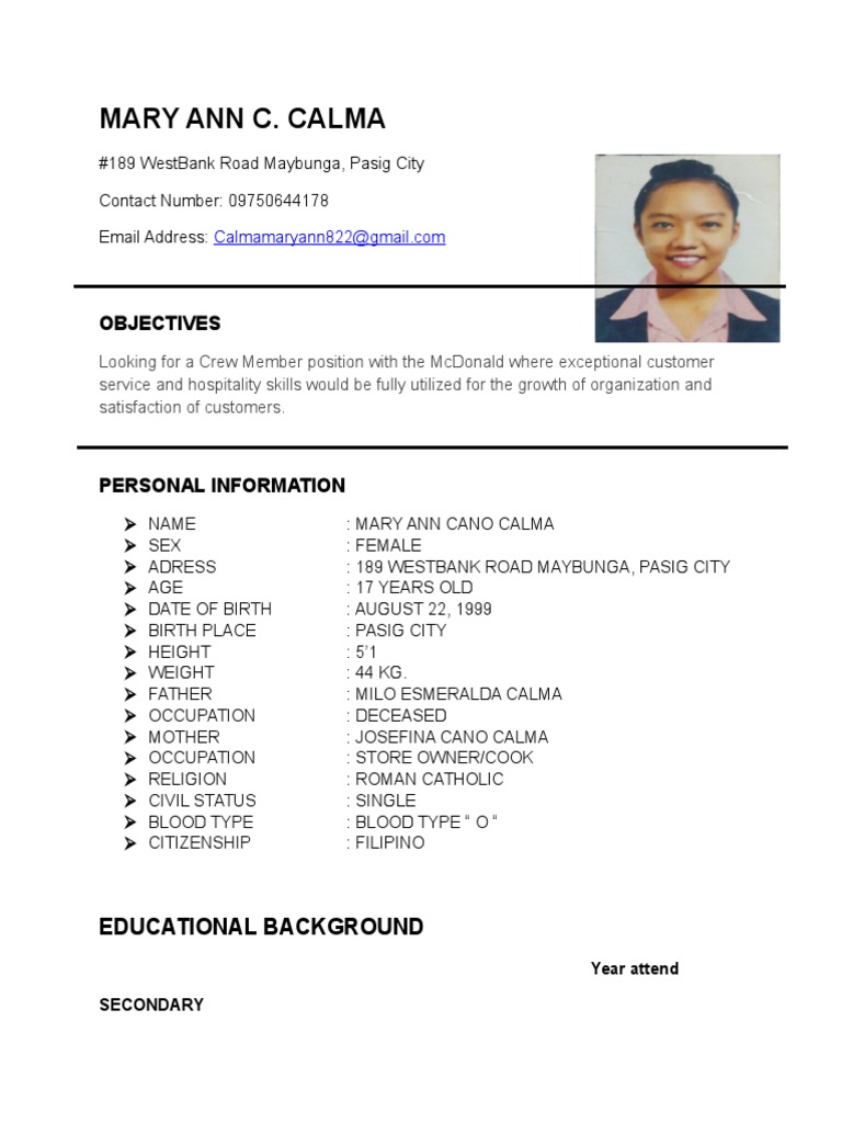 Mcdo Part Time Job Near Me