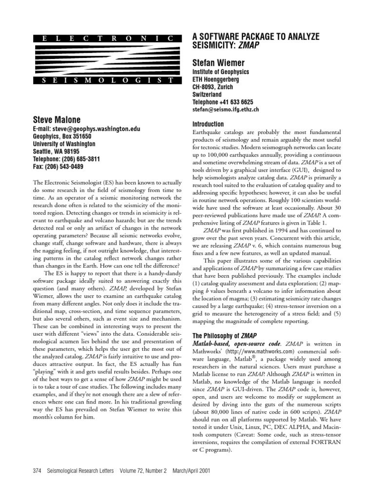 ZMap A Software Package To Analyze Seismicity PDF | PDF | Seismology ...