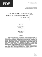 The Swot Analysis of A Romanian Seaside Hotel Company: Case Studies