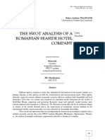 The Swot Analysis of A Romanian Seaside Hotel Company: Case Studies