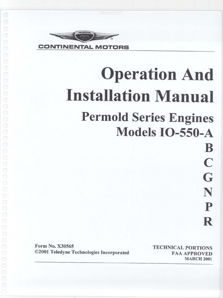 Continental Motors Io-550 Operation and Installation Manual | PDF