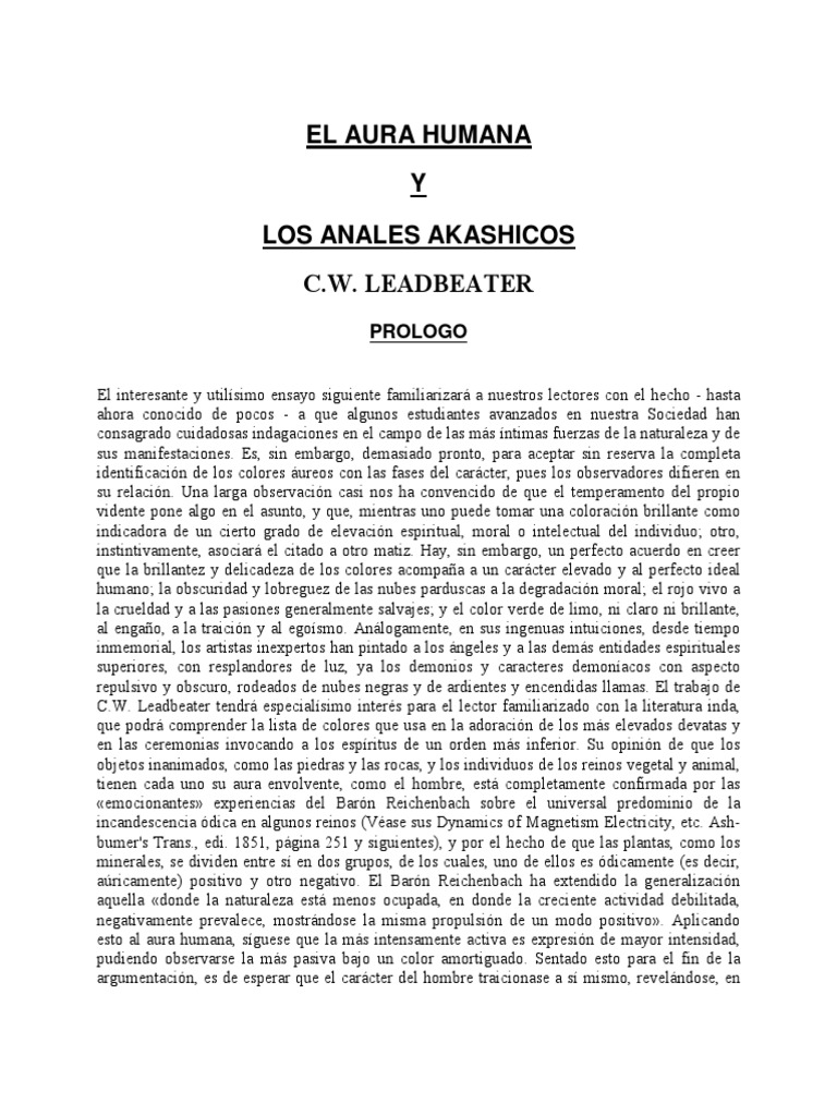 C.W. Leadbeater El Aura Humana y Los Anales Akashicos PDF PDF