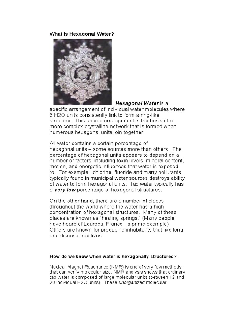 What Is Hexagonal Water | PDF | Freezing | Molecules