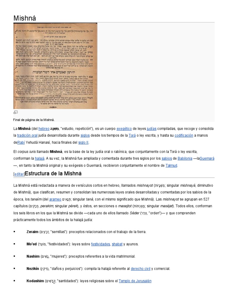Estructura y Leyes de la Mishná | PDF | Halakha | Palabras y frases ...
