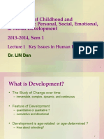 Psychology of Childhood and Adolescence: Personal, Social, Emotional, & Moral Development 2013-2014, Sem 1