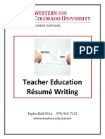 Teacher Education Résumé Writing: Taylor Hall 302A 970-943-7122 WWW - Western.edu/career