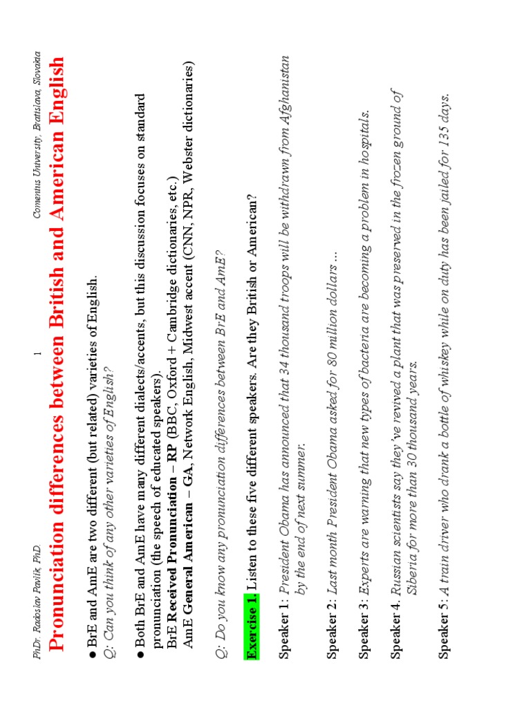 Differences Between British And American English Pdf Linguistics Languages